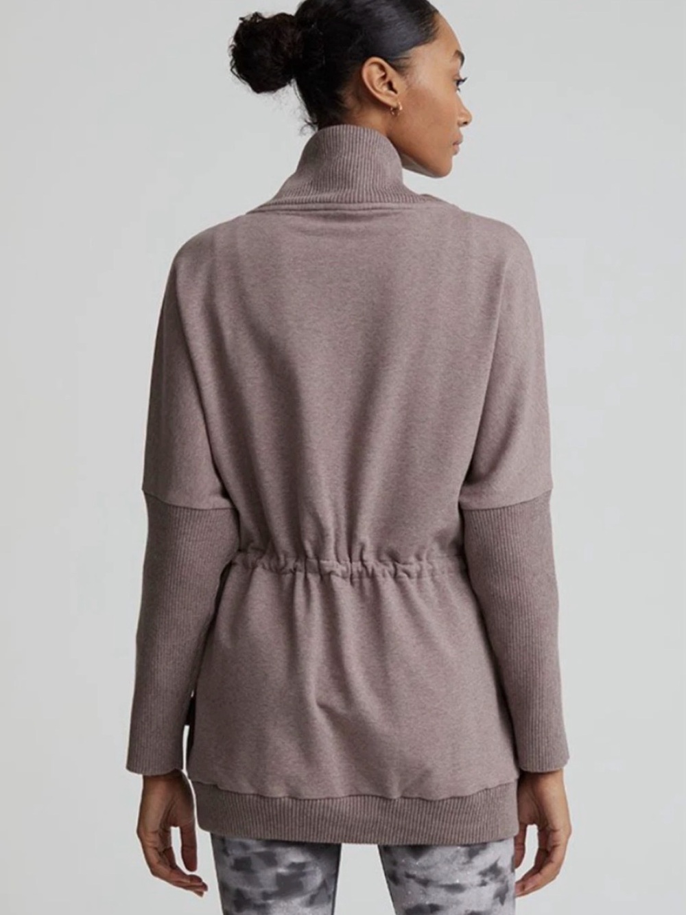 Varley Adelaine Pine Bark Brown Marl Drawstring Cinch Waist Sweatshirt - Picture 2 of 6